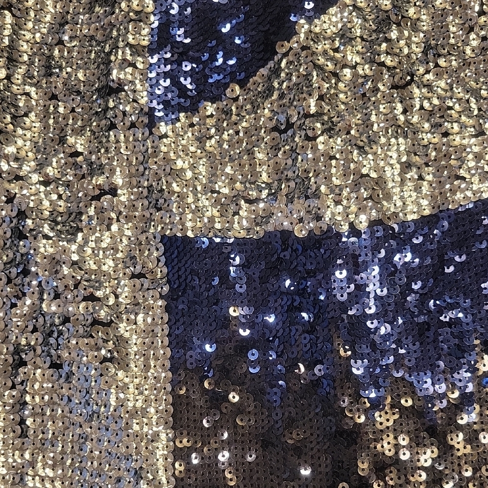Nasty Gal Silver & Navy Sequin Colorblock Mini Skirt,  Sz 2 - Picture 5 of 12